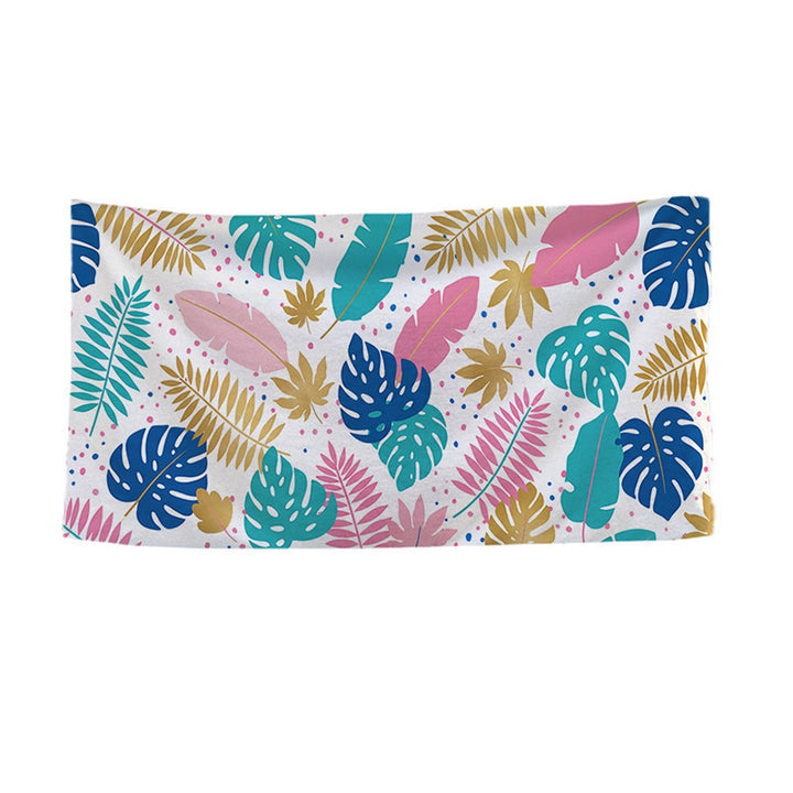 Large Microfiber Quick-Dry Tropical Leaf Print Beach Towel