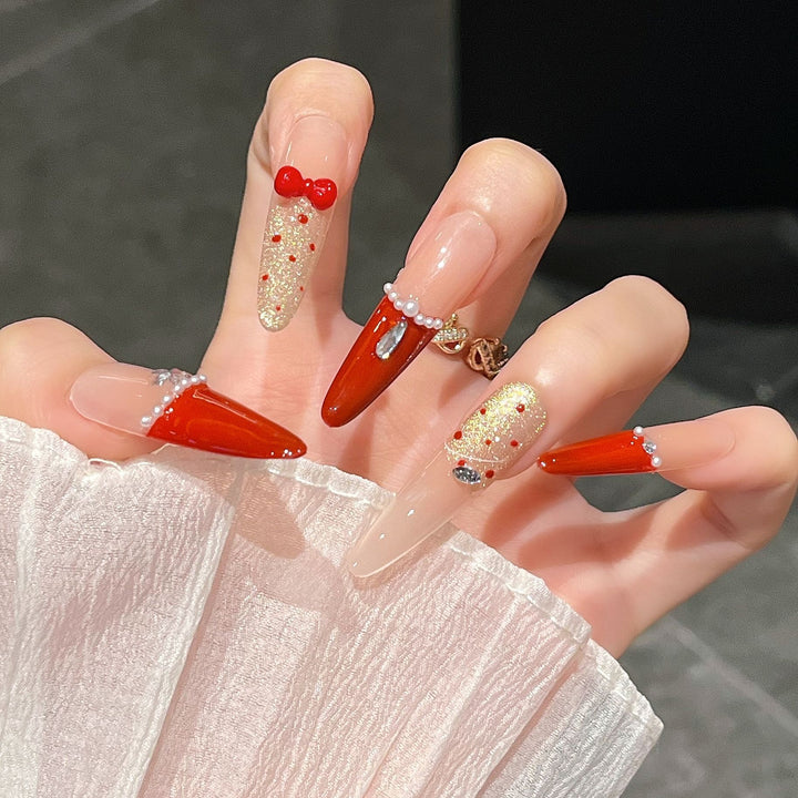 Elegant Floral Design Press-On Nail Extensions Bowlift