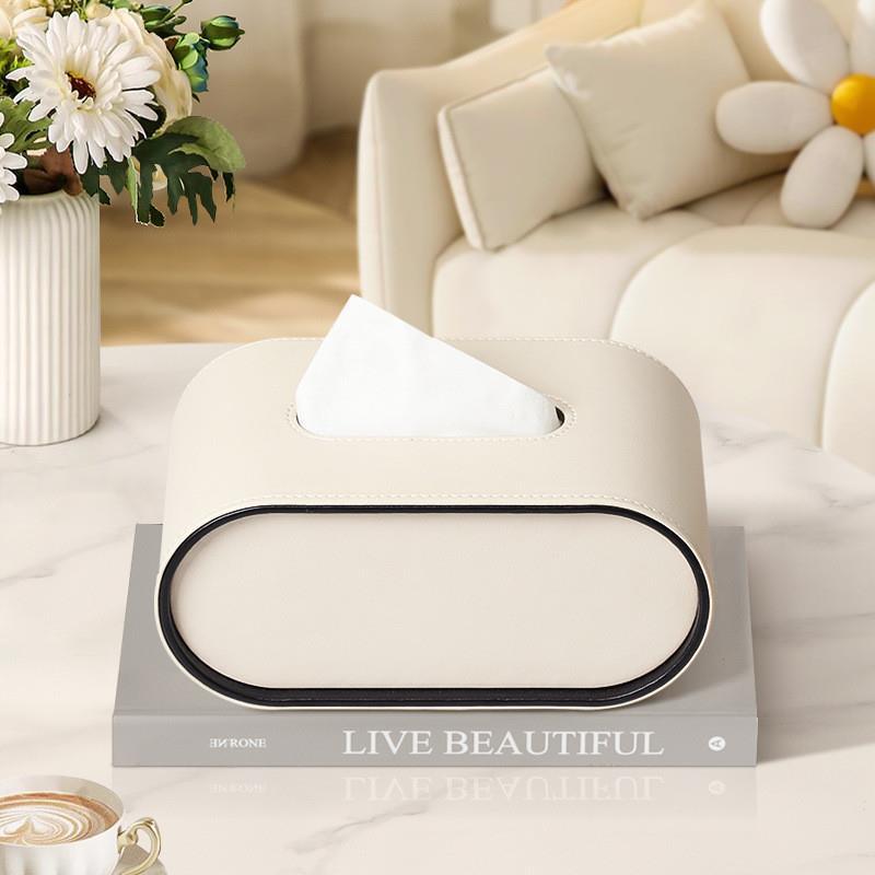 TissuLuxe Oval – Leather Tissue Box Cover for Living Room, Car & Office | Bowlift