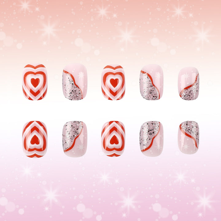 Heart-Themed Gel Nail Art Bowlift
