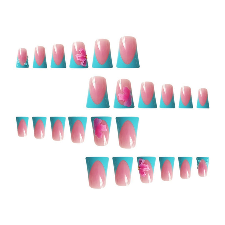 Artistic Press-On Nail Extensions with Floral Accents Bowlift