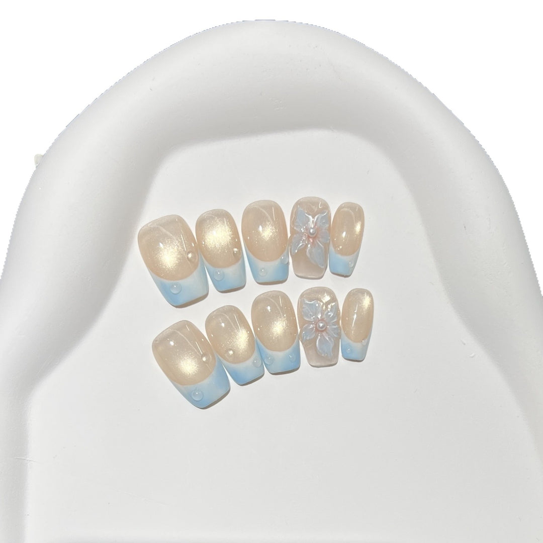 Decorative Press-On Nail Art Set with Floral Design Bowlift