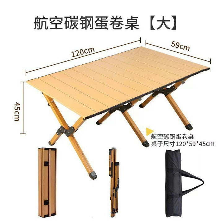 Women's collapsible camping table with sturdy aluminum frame and practical carrying bag Bowlift