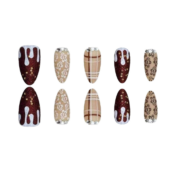 Festive Gingerbread Themed Press-On Nails Bowlift