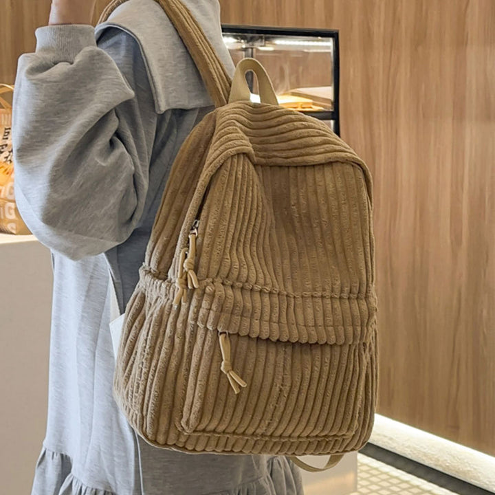 Textured Ribbed Casual Backpack Bowlift