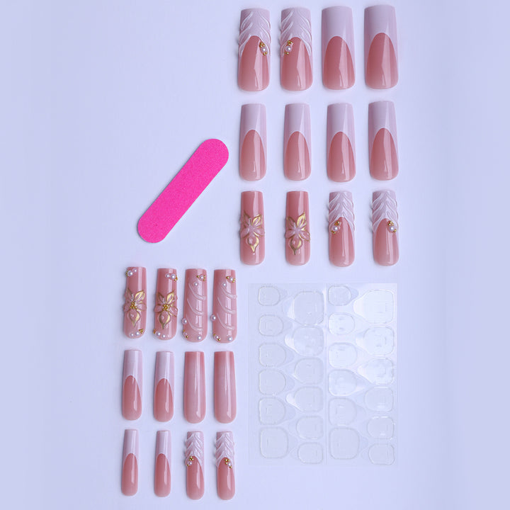 Artificial nails with handcrafted floral accents Bowlift