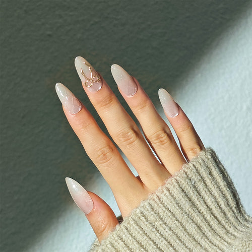 Elegant Stiletto Press-On Nails with Bow Accents Bowlift