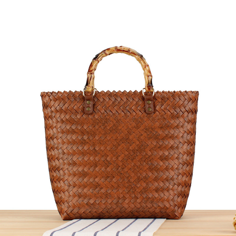 Handbag Made of High-Quality Woven Material with Bamboo Handles Bowlift