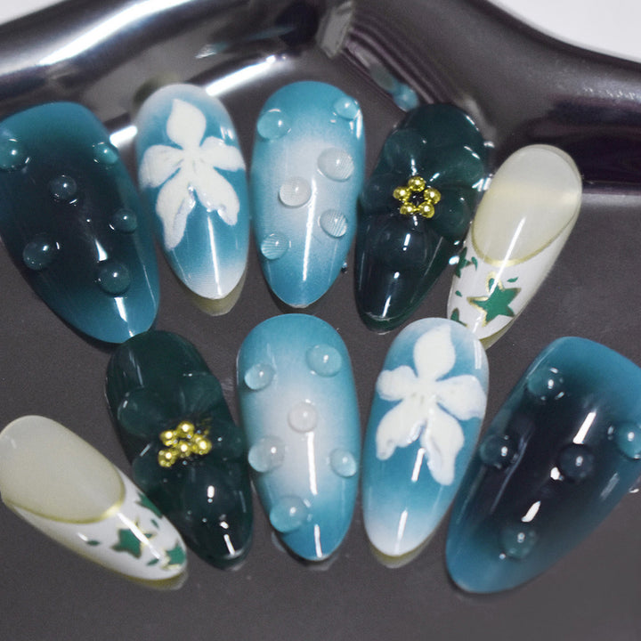 Decorative Press-On Nail Art with Floral Elements Bowlift