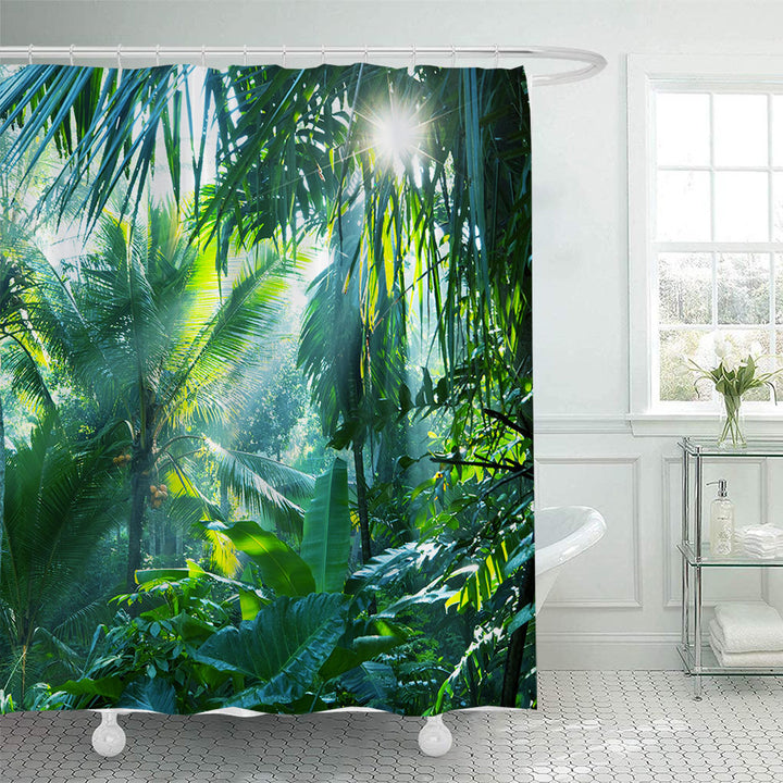 Tropical Jungle Print Shower Curtain Bowlift