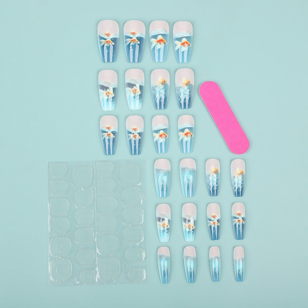 Creative artificial nails with underwater motif Bowlift