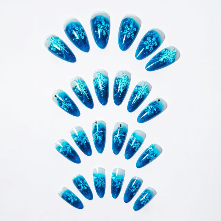 Snowflake Pattern Stiletto Nail Art Bowlift