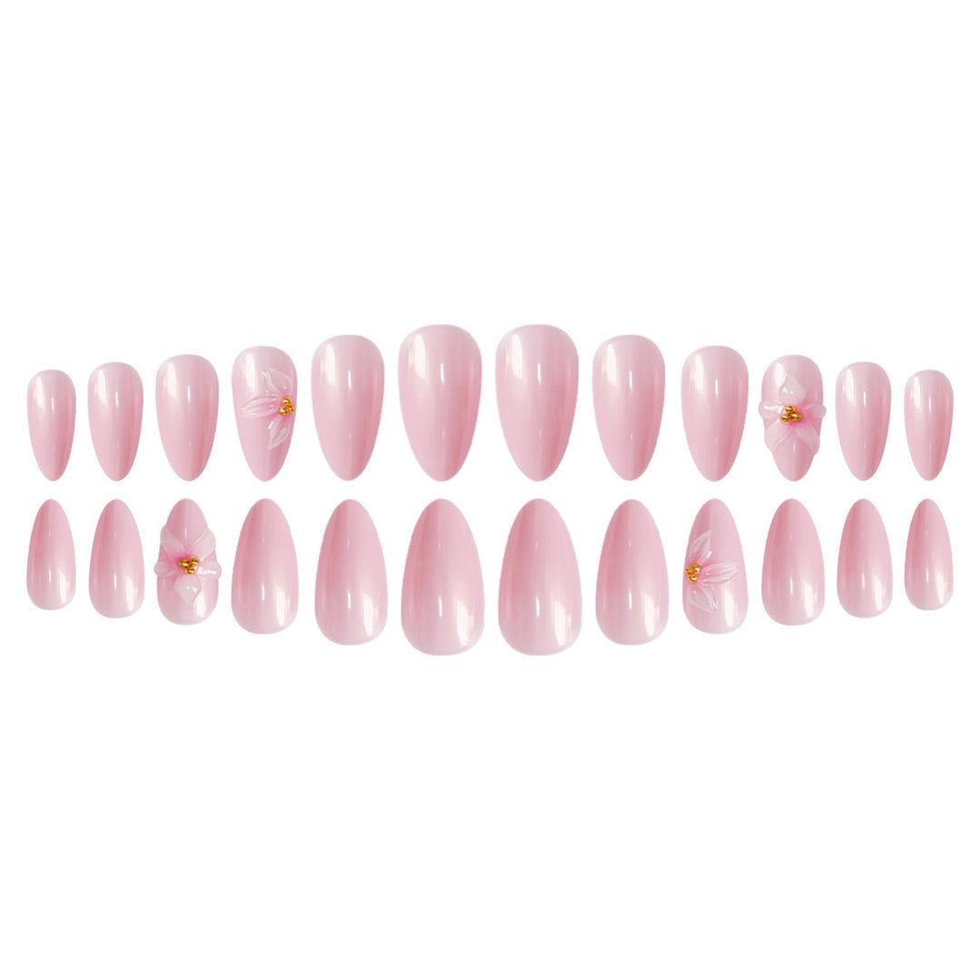 Elegant Floral Pointed Nail Art Extensions Bowlift