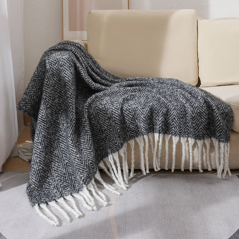 Stylish Herringbone Throw Blanket
