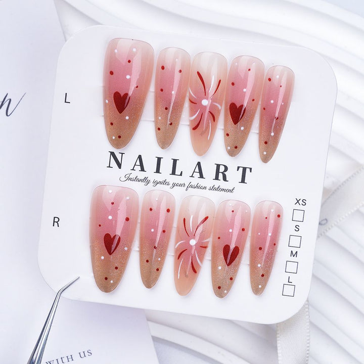 Artistic Stiletto Press-On Nail Set with Floral Embellishments Bowlift