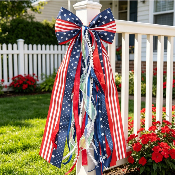 Unisex nan decorative ribbon hanging decoration with long satin and organza ribbons Bowlift