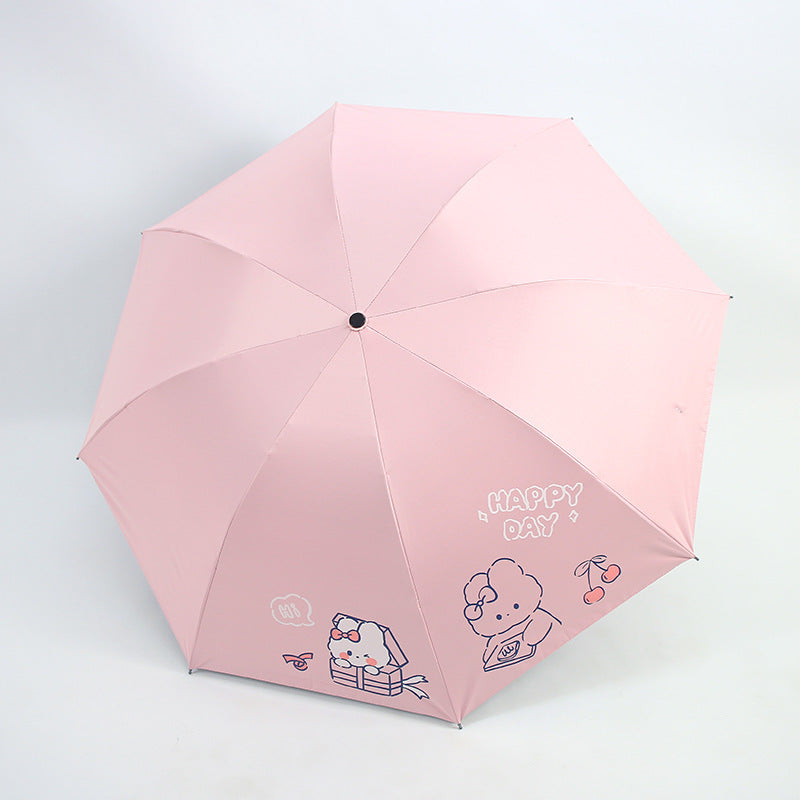 Ladies folding umbrella with playful design and cheerful Bowlift motif