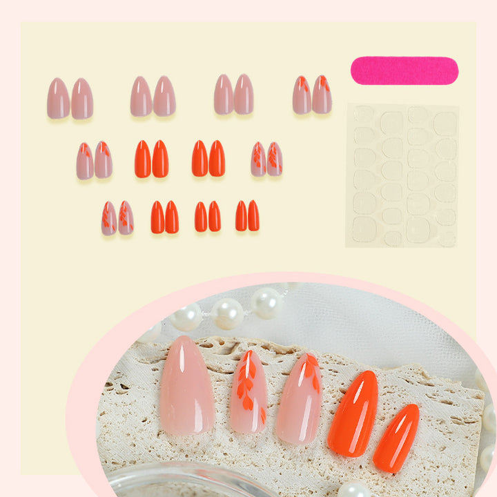 Artistic Press-On Nail Set with Seasonal Floral Designs Bowlift