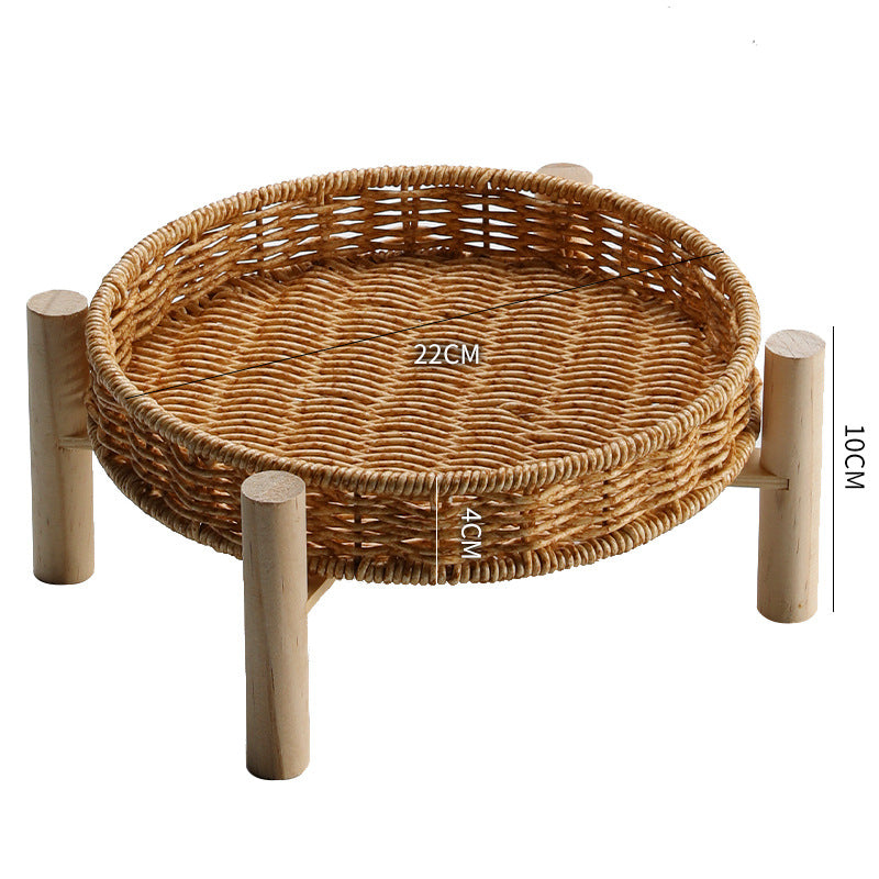 Unisex Round Storage Bowl with Wooden Legs Bowlift