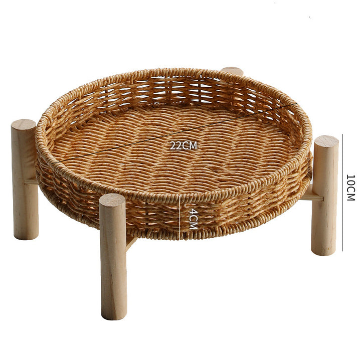 Unisex Round Storage Bowl with Wooden Legs Bowlift