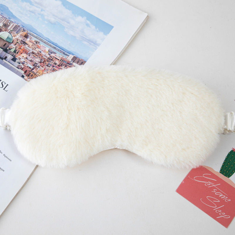 Women's fluffy ergonomic eye mask with adjustable satin band and soft faux fur cover Bowlift