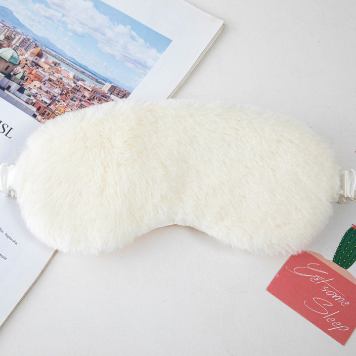 Women's fluffy ergonomic eye mask with adjustable satin band and soft faux fur cover Bowlift