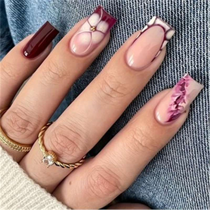 Artistic Press-On Nail Set with Premium Embellishments Bowlift