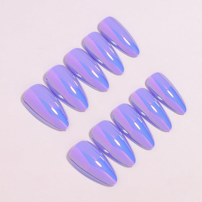 Glossy Press-On Nails Set with Iridescent Finish Bowlift