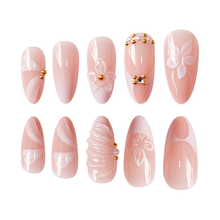 Decorative Floral Press-On Nail Extensions Bowlift 1787913948