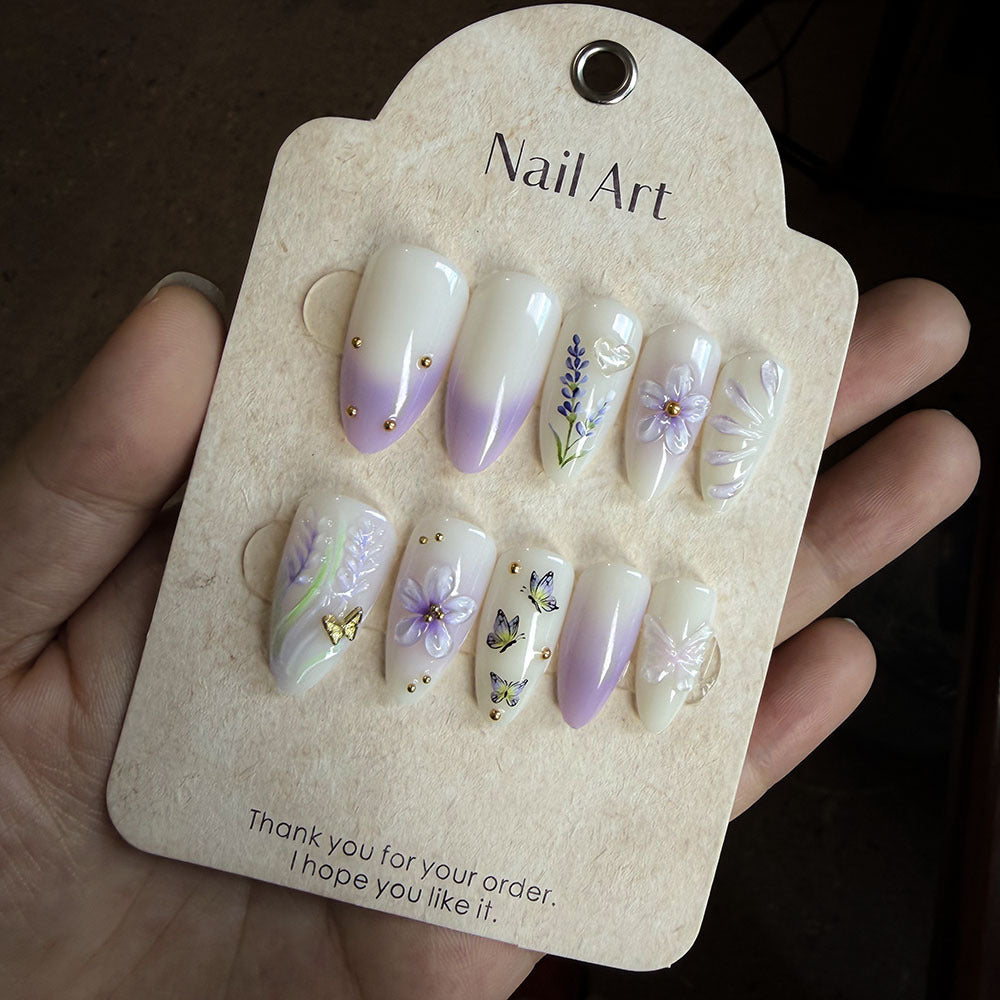Elegant Floral Artwork Press-On Nails Bowlift