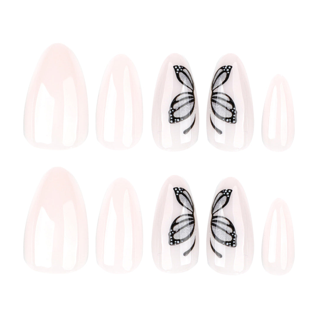 Artful nail extensions with delicate butterfly design Bowlift