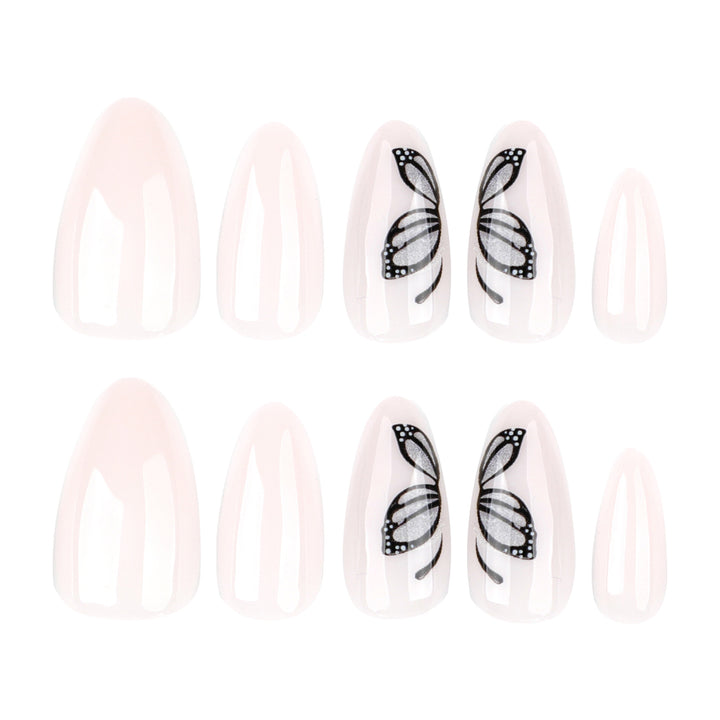 Artful nail extensions with delicate butterfly design Bowlift