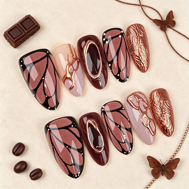 Premium Artificial Nail Set with Elegant Designs Bowlift
