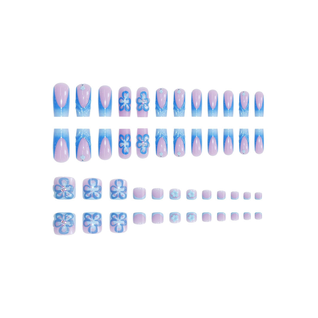 Decorative Floral Acrylic Nail Extensions Bowlift