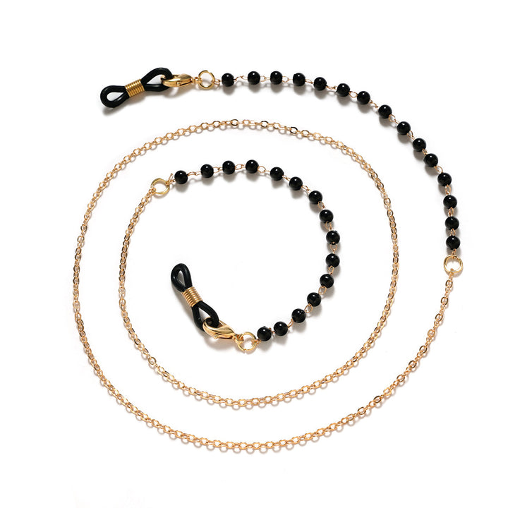 Premium Black Beaded Eyewear Chain Bowlift