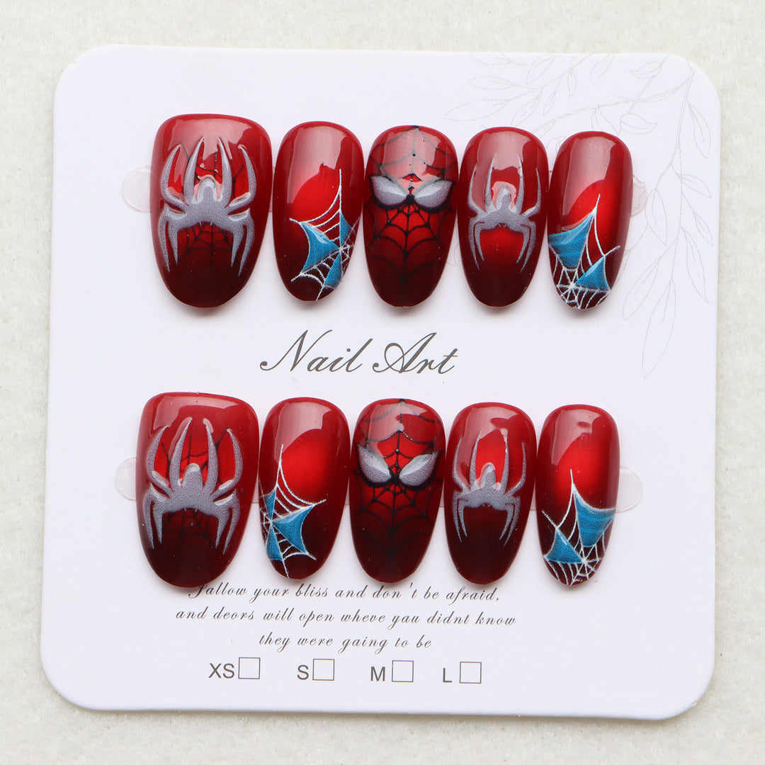 Thematic Spider-Man Inspired Press-On Nail Art Set Bowlift