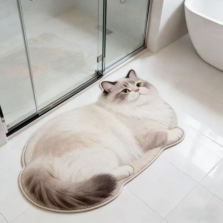 Cat-Shaped Plush Bath Mat