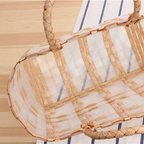 Modern basket bag with refined stripes Bowlift