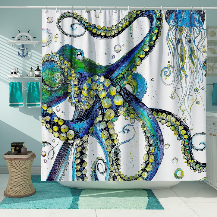 Ocean-Themed Art Shower Curtain Bowlift