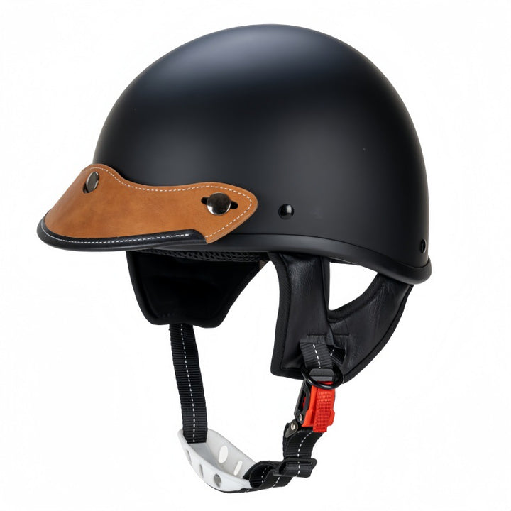 Vintage Leather-Trimmed Motorcycle Helmet Bowlift