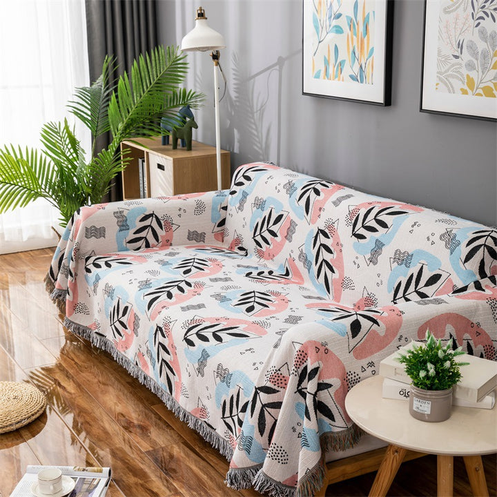 Artistic Leaf Pattern Sofa Throw Cover