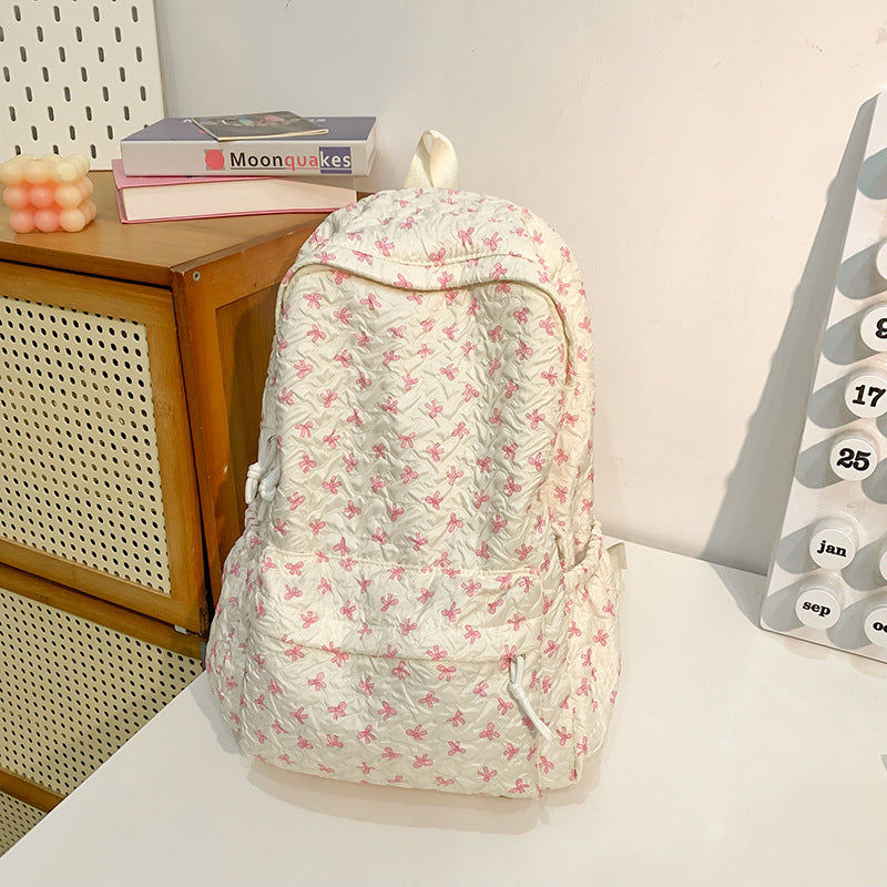 Quilted Floral Design Backpack