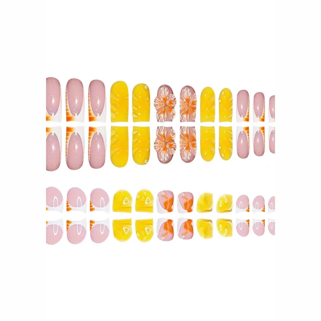 Decorative Floral Print Press-On Nails Bowlift