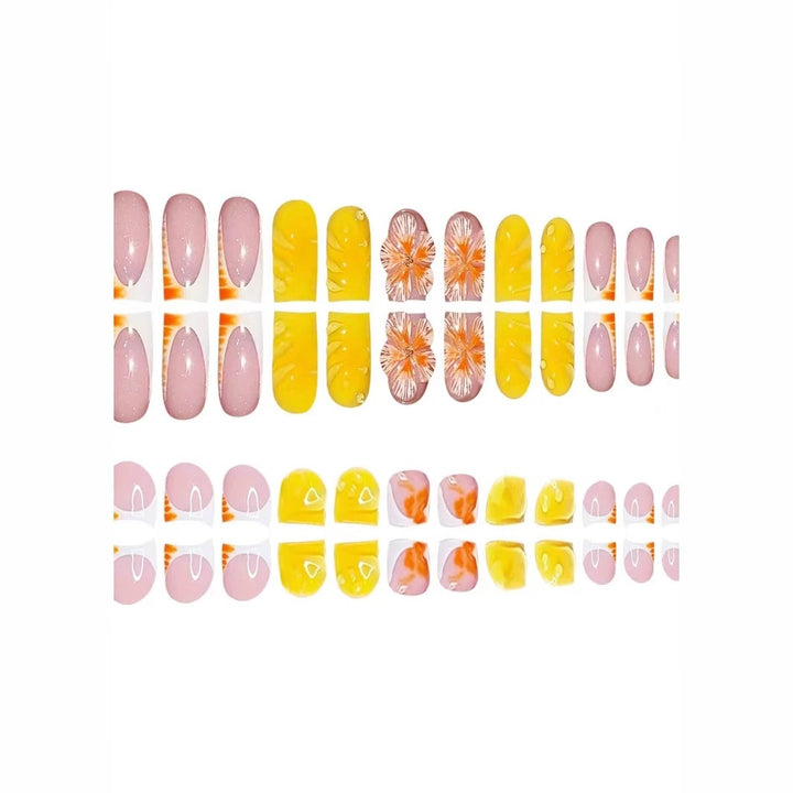 Decorative Floral Print Press-On Nails Bowlift