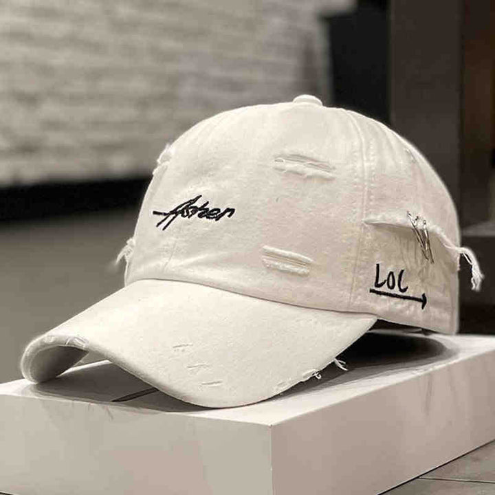 Unisex Distressed Denim Adjustable Cap Bowlift