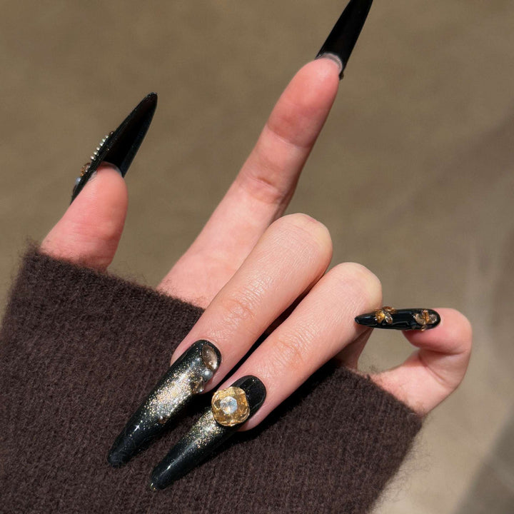 Premium Glittering Stiletto Press-On Nail Set Bowlift