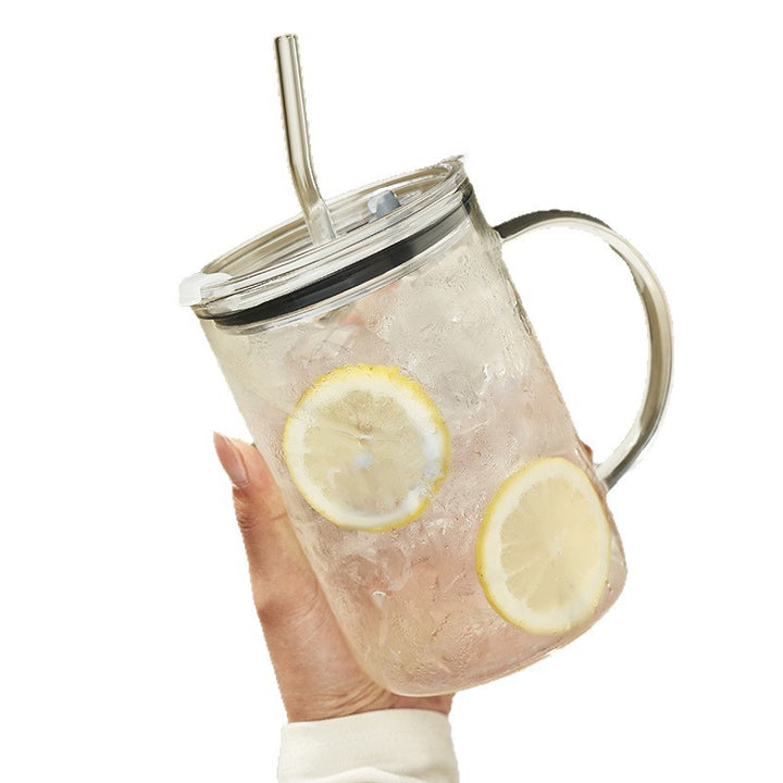 Ladies Multifunctional Glass Pitcher with Lid and Straw Bowlift