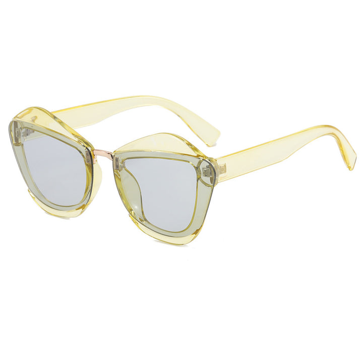 Women striking designer sunglasses with extravagant frame Bowlift