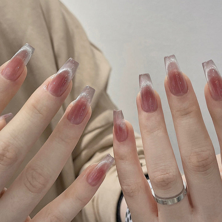 Artistic Press-On Nail Set with Glittery Star Accents Bowlift