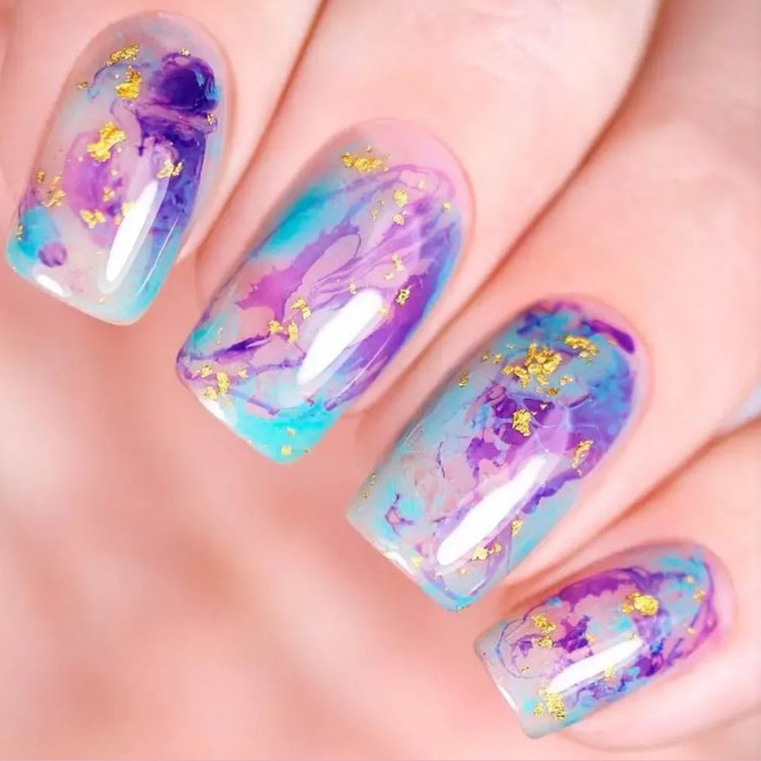 Artistic Marble Effect Nail Art Extensions Bowlift